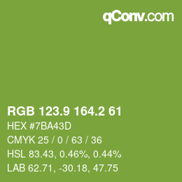 カラーコード: RGB 123.9 164.2 61 | qconv.com