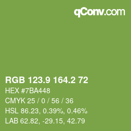 カラーコード: RGB 123.9 164.2 72 | qconv.com