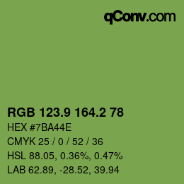 カラーコード: RGB 123.9 164.2 78 | qconv.com