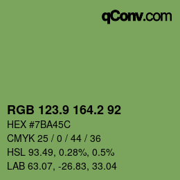 カラーコード: RGB 123.9 164.2 92 | qconv.com