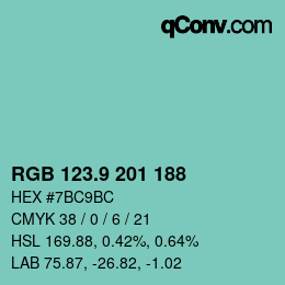 Color code: RGB 123.9 201 188 | qconv.com