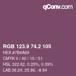 カラーコード: RGB 123.9 74.2 105 | qconv.com