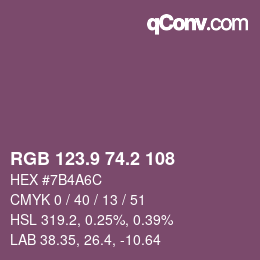 カラーコード: RGB 123.9 74.2 108 | qconv.com