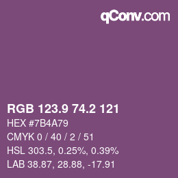 Color code: RGB 123.9 74.2 121 | qconv.com