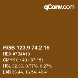 カラーコード: RGB 123.9 74.2 16 | qconv.com