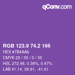 カラーコード: RGB 123.9 74.2 166 | qconv.com