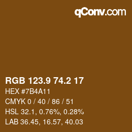 カラーコード: RGB 123.9 74.2 17 | qconv.com