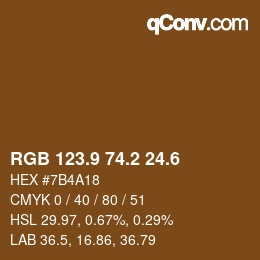 カラーコード: RGB 123.9 74.2 24.6 | qconv.com