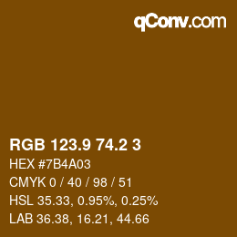 カラーコード: RGB 123.9 74.2 3 | qconv.com