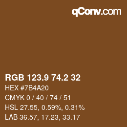 カラーコード: RGB 123.9 74.2 32 | qconv.com