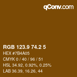 Color code: RGB 123.9 74.2 5 | qconv.com