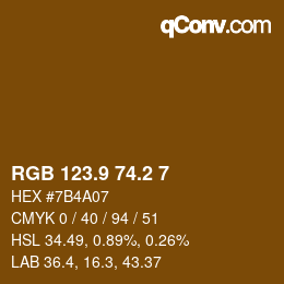カラーコード: RGB 123.9 74.2 7 | qconv.com