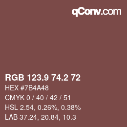 Color code: RGB 123.9 74.2 72 | qconv.com