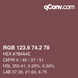 カラーコード: RGB 123.9 74.2 78 | qconv.com