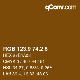 カラーコード: RGB 123.9 74.2 8 | qconv.com
