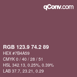 カラーコード: RGB 123.9 74.2 89 | qconv.com