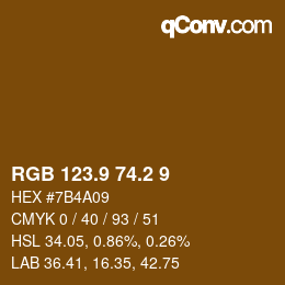 Color code: RGB 123.9 74.2 9 | qconv.com