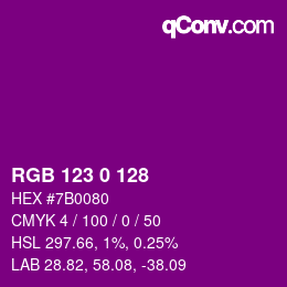 Color code: RGB 123 0 128 | qconv.com