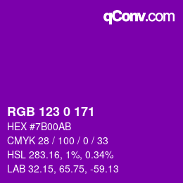 Color code: RGB 123 0 171 | qconv.com
