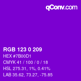 カラーコード: RGB 123 0 209 | qconv.com