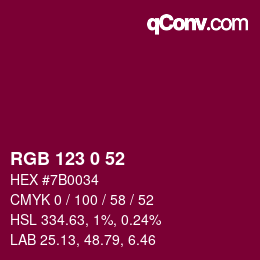 Color code: RGB 123 0 52 | qconv.com
