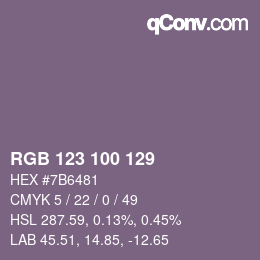 Farbcode: RGB 123 100 129 | qconv.com