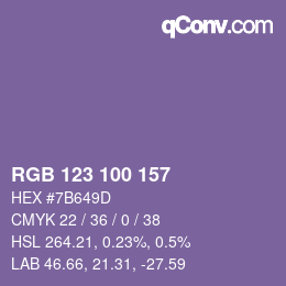 颜色代码: RGB 123 100 157 | qconv.com