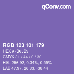 Color code: RGB 123 101 179 | qconv.com