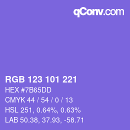 颜色代码: RGB 123 101 221 | qconv.com
