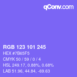カラーコード: RGB 123 101 245 | qconv.com
