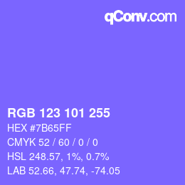 Farbcode: RGB 123 101 255 | qconv.com