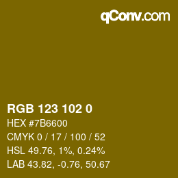 カラーコード: RGB 123 102 0 | qconv.com