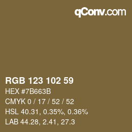 Farbcode: RGB 123 102 59 | qconv.com