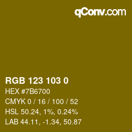 颜色代码: RGB 123 103 0 | qconv.com