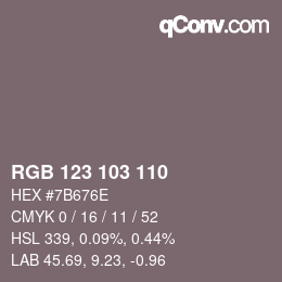カラーコード: RGB 123 103 110 | qconv.com