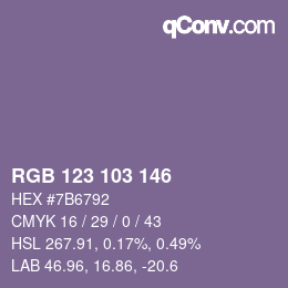 カラーコード: RGB 123 103 146 | qconv.com