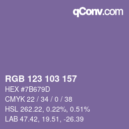 カラーコード: RGB 123 103 157 | qconv.com