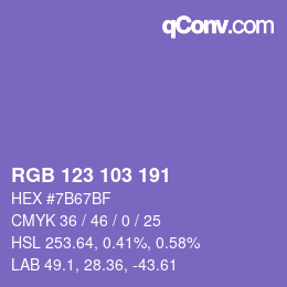 カラーコード: RGB 123 103 191 | qconv.com