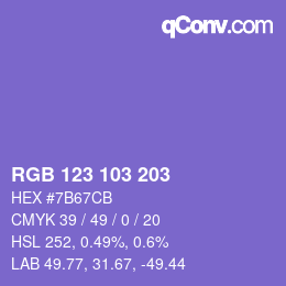 Color code: RGB 123 103 203 | qconv.com