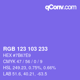 カラーコード: RGB 123 103 233 | qconv.com