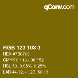 Color code: RGB 123 103 3 | qconv.com