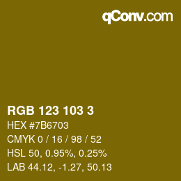 颜色代码: RGB 123 103 3 | qconv.com