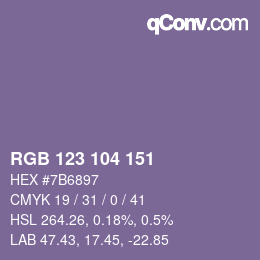 Código de color: RGB 123 104 151 | qconv.com