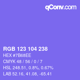 Code couleur: RGB 123 104 238 | qconv.com