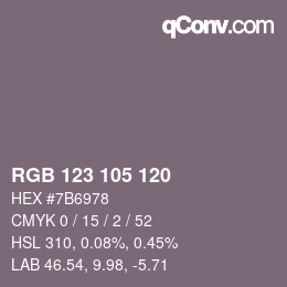 Color code: RGB 123 105 120 | qconv.com