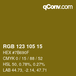 Color code: RGB 123 105 15 | qconv.com