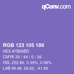 Color code: RGB 123 105 189 | qconv.com