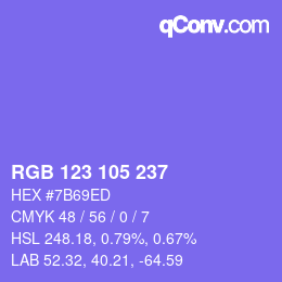 Color code: RGB 123 105 237 | qconv.com