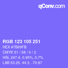 カラーコード: RGB 123 105 251 | qconv.com