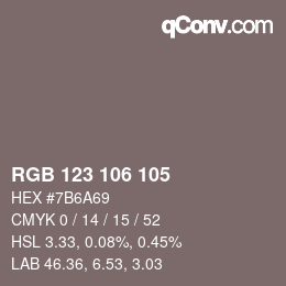 カラーコード: RGB 123 106 105 | qconv.com